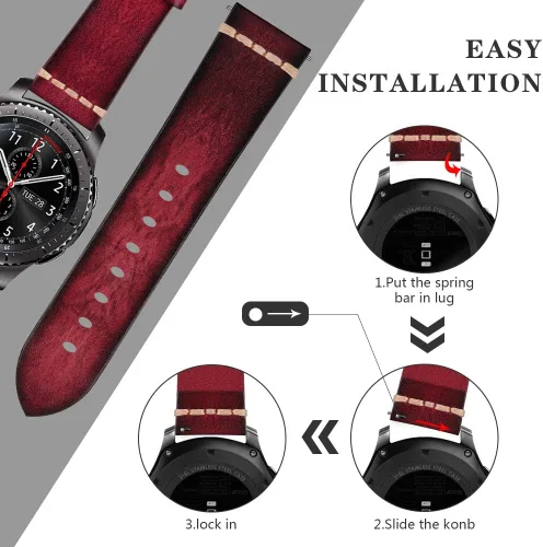 Miniatura 4 de MroTech Correa de 0.866 in compatible con Samsung Gear S3 Frontier/Classic/Galaxy Watch 1.811 in/Galaxy Watch 3 de 1.772 pulgadas, correa de Rojo