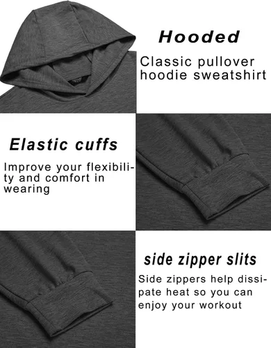 Miniatura 5 de COOFANDY Sudadera con capucha de entrenamiento de moda para hombre, ajuste muscular, mezcla de algodón, sudaderas de gimnasio de color sólido