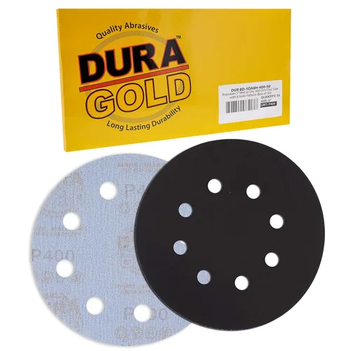 Miniatura 3 de Dura-Gold Discos de lijado en seco o húmedo de 5 pulgadas de 5 pulgadas, grano 400, caja de 50 unidades, discos de papel de lija de alto rendimiento