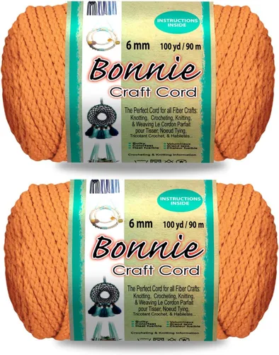 Miniatura 24 de Pepperell Bonnie Cordón de macramé trenzado 6mm x 100 yardas Rojo (Paquete de 2 valores) Cordón de polipropileno trenzado para manualidades DIY