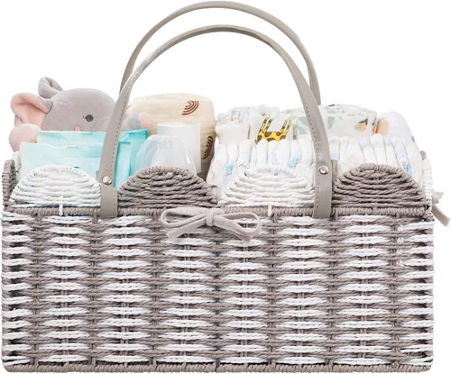 Miniatura 8 de HBlife Organizador grande de pañales para bebé, cestas de almacenamiento de cuerda de papel, contenedor de guardería con divisor extraíble