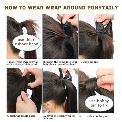 Miniatura 5 de Hairro Cola de caballo Extainson para las mujeres, extensiones de cola de caballo largo y recto, cabello humano real, accesorio de colas de caballo