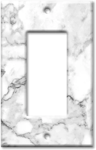 Miniatura 6 de Art Plates - Placa de interruptor de combinación de 2 bandas con 1 palanca y 1 toma de corriente - Mármol blanco y gris - Impresión de granito
