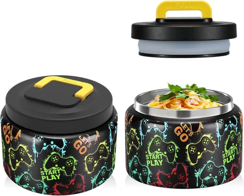 Miniatura 16 de JXXM Tarro térmico de 8 onzas para alimentos fríos y calientes para niños, recipientes aislados para el almuerzo, tarro de comida caliente, a prueba