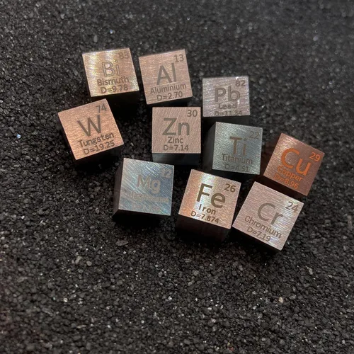 Miniatura 5 de Juego de cubos de metal de 10 piezas – Juego de cubos de densidad para una tabla periódica de elementos – Cubo de tungsteno puro, titanio, zinc