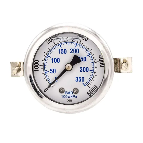 Miniatura 14 de PIC Gauges 203L-204A Manómetro relleno de glicerina con abrazadera en U con carcasa SS/bisel, internos de latón, lente de PC, dial de 2 pulgadas