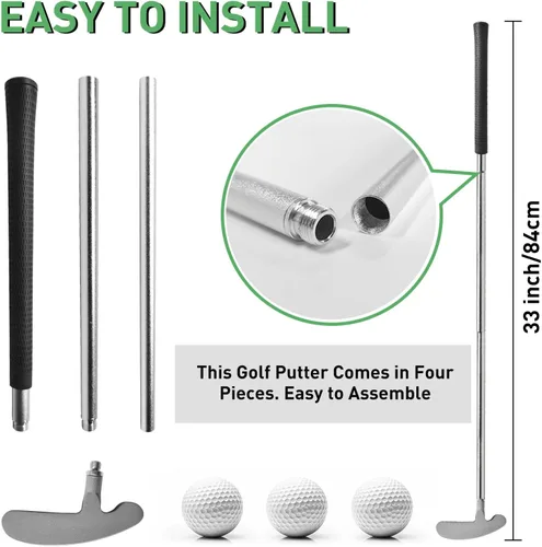 Miniatura 2 de QPPKI Putter de golf – Putter bidireccional de 33 pulgadas para mano izquierda/derecha, con pelotas de práctica, juego combinado de golf