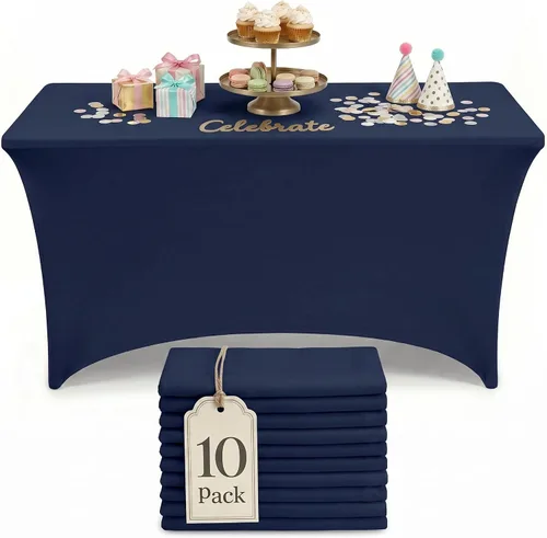 Miniatura 46 de Utopia Kitchen Mantel rectangular de spándex de 4 pies [1 unidad, negro] 200 GSM elástico, ajustado, lavable y resistente a las arrugas, cubierta