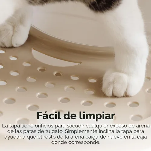 Miniatura 6 de Caja de arena para gatos IRIS USA, entrada grande en la parte superior con tapa para atrapar arena y cuchara, a prueba de perros, caja de arena