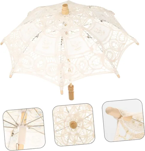 Miniatura 6 de Veemoon 2 parasoles de novia, sombrillas para fotografía, bordado de novia, para niños, flores, damas, disfraz, tela de encaje, decorativo, floral