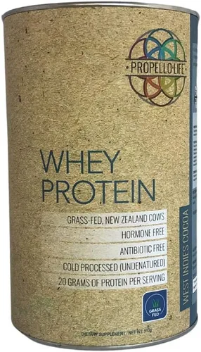 Propello Life Proteína de suero en polvo alimentada con pasto (cacao de las Indias Occidentales, 17 porciones)