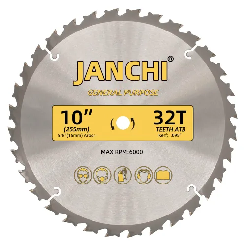 Miniatura 4 de Paquete de 3 hojas de sierra para carpintería de 10 pulgadas 32T, 60T y 80T con eje de 5/8 pulgadas, corte fino de 0.095 pulgadas, bisel superior