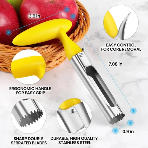 Miniatura 3 de SCHVUBENR Herramienta Premium para Descorazonar Manzanas - Fácil de Usar y Limpiar - Sólido Removedor de Núcleo de Manzana con Serradura Afilada
