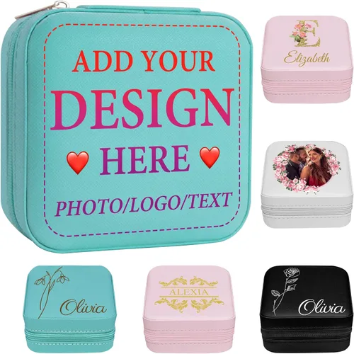 Miniatura 26 de Joyero personalizado para regalos de dama de honor, flor de nacimiento, inicial, joyería de viaje personalizada para mujeres, organizador de joyas