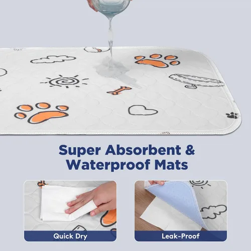 Miniatura 2 de Almohadillas lavables para orina para perros, paquete de 2 almohadillas grandes de 48 x 48 pulgadas, súper absorbentes, reutilizables
