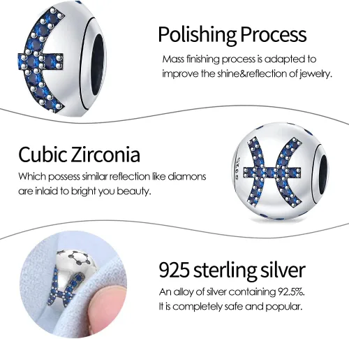 Miniatura 26 de Pandach 12 dijes de cumpleaños con signo del zodiaco de plata de ley 925 con piedra natal para mujer, pulsera, collar, pulsera, regalo para mujeres