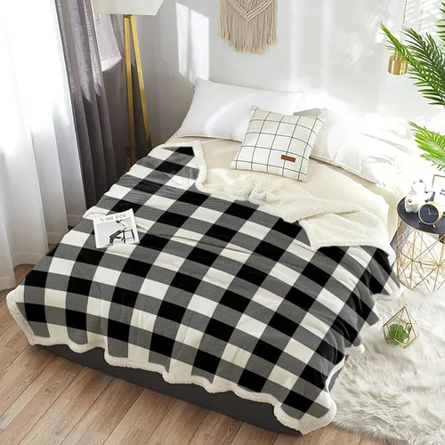 Miniatura 6 de SEVENBABU Fleece Throw Blanket for Couch - Modern Black and White Buffalo Check Plaid Lightweight Bed Blanket Plush Blanket Fleece Reversible Warm