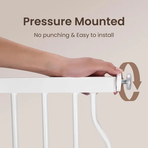 Miniatura 5 de Puerta extra ancha para bebés con puerta montada a presión de 62.2 a 66.9 pulgadas, puertas de seguridad para perros, puertas de seguridad