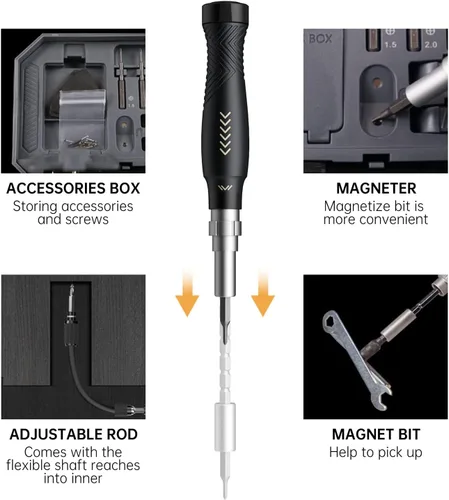 Miniatura 3 de Juego de destornilladores de precisión, kit de destornilladores para portátil, kit de reparación de destornilladores profesional JAKEMY 164 en 1