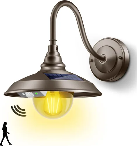 Miniatura 7 de SIEDiNLAR Luz solar de granero para exteriores, 3 modos, 2 iluminación, lámpara de pared de aluminio vintage con cuello de cisne, impermeable