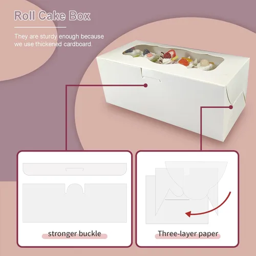 Miniatura 5 de 30 cajas de galletas de 9 x 4 x 3.5 pulgadas, cajas de panadería blancas con ventana, cajas para pasteles de pan, postres, magdalenas, donas, dulces