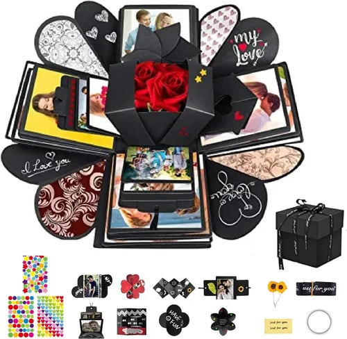 Caja de regalo creativa con 4 caras, álbum de fotos hecho a mano, álbum de recortes, regalo de cumpleaños sorpresa, boda o día de San Valentín