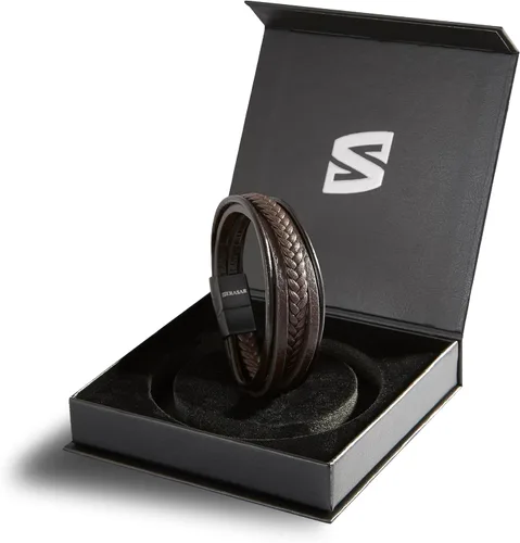 Miniatura 2 de SERASAR Premium Leather Bracelet [Braid] for Men in Black & Brown Various Lengths Magnetic Stainless Steel Clasp Exclusive Jewellery Box