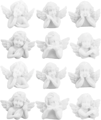 EXCEART 60 piezas de figuras de ángel en miniatura, mini estatua de ángel, adornos de resina, cuentas planas para bricolaje, álbumes de recortes,