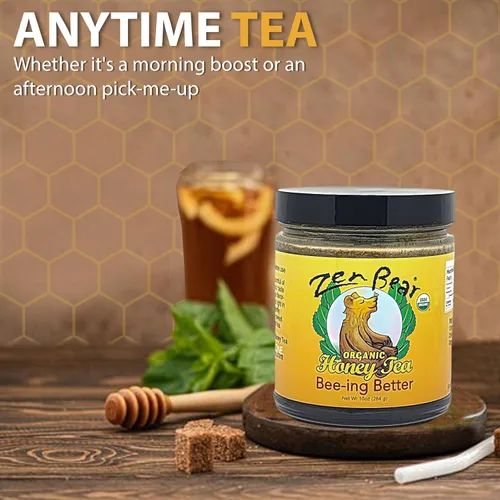 Miniatura 5 de Zen Bear Organic Bee-ing Better Honey Tea - Té de miel cruda con infusión de equinácea, bálsamo de limón, jengibre y cayena, elixir de bienestar