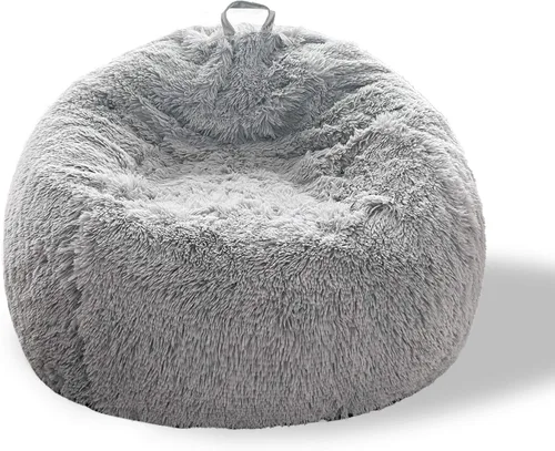 Miniatura 45 de BCU Funda para Silla Puf Ultra Suave Esponjosa de Piel Sintética Falsa Funda para Puf de Felpa Funda para Sillas de Sala de Estar para Adultos