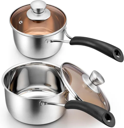 Miniatura 10 de P&P CHEF - Cacerola de 2 cuartos de galón, olla pequeña, cacerola de acero inoxidable con tapa, olla pequeña para cocinar en la cocina del hogar