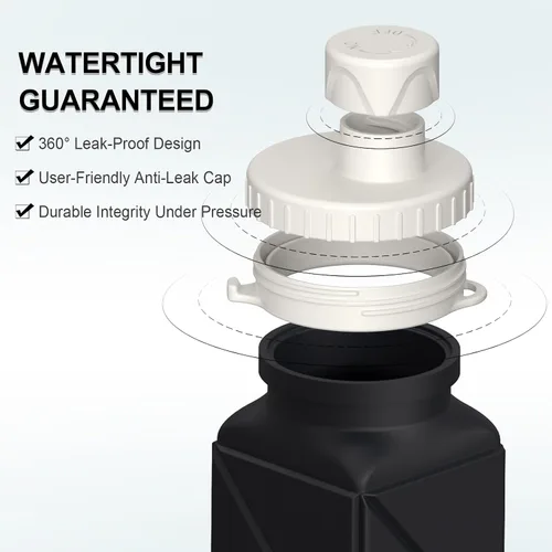 Miniatura 4 de BEAUTAIL Botellas de agua plegables de 20.6 onzas, botella de agua portátil plegable de silicona, ligera, reutilizable, a prueba de fugas
