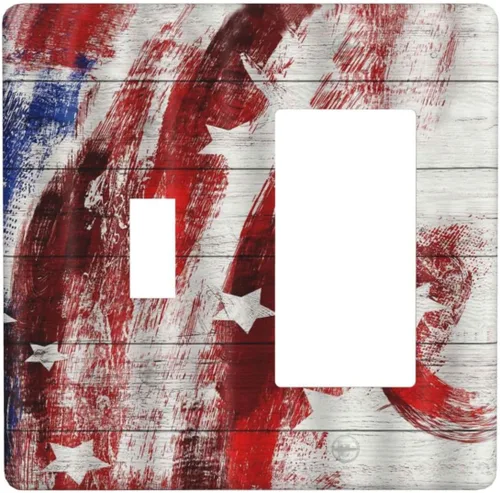 Miniatura 135 de Cubiertas decorativas para placa de interruptor, bandera estadounidense, receptáculo de 1 banda, placa de pared dúplex, cubierta de interruptor