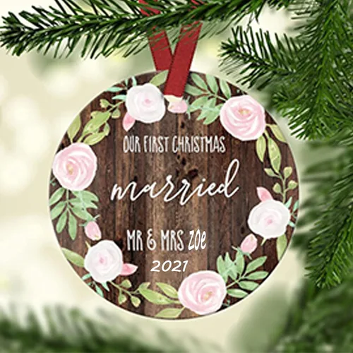 Miniatura 26 de Adorno de matrimonio de 1ª Navidad – Adorno de Navidad «Just Married» – Adorno de señor y señora – Adornos de boda – 1ª Navidad comprometida