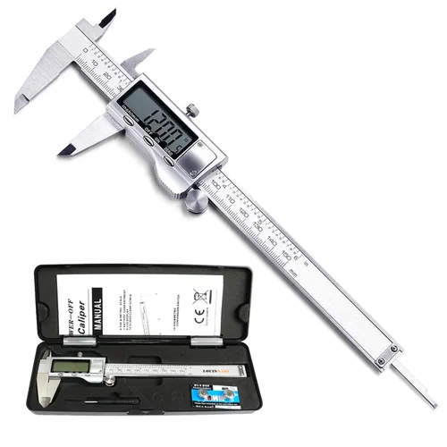 Herramienta de medición de calibrador digital, micrómetro digital de calibre Vernier de acero inoxidable con pantalla LCD grande, herramienta de