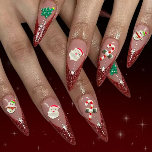 Miniatura 14 de Uñas postizas a presión para Halloween, con forma de hueso gótico, de terror, de cobertura completa, color blanco y negro, acrílico, para fiestas