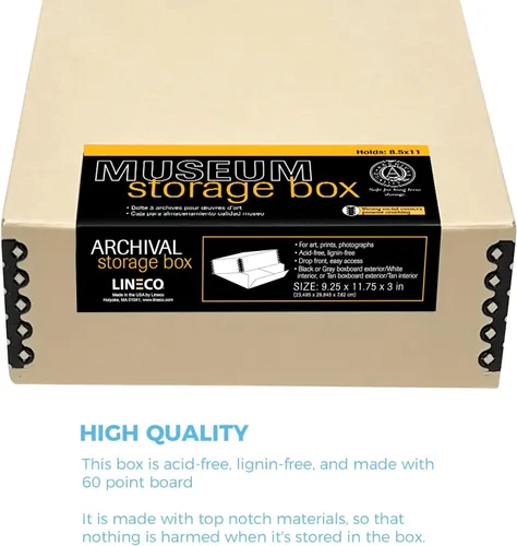 Miniatura 127 de Lineco Archival Caja de almacenamiento para impresión de 13x19 pulgadas, diseño frontal abatible, 13 1/2 x 19 1/2 x 3 pulgadas, color exterior: negro
