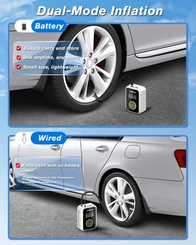 Miniatura 2 de Inflador inteligente de neumáticos de inflado rápido, compresor de aire portátil, batería recargable inalámbrica y bomba de aire automática de 12 V