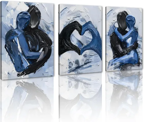 Miniatura 94 de Novatique 3 piezas de arte de pared sexy en blanco y negro para parejas desnudas, decoración de pared abstracta de amor para mujeres y hombres, arte