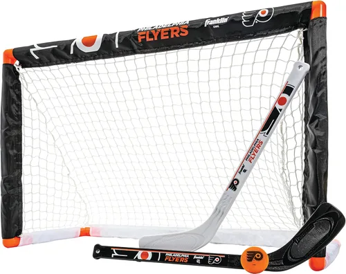 Miniatura 11 de Franklin Sports NHL - Juego de mini hockey para niños, portería de hockey sobre rodilla, pelota + 2 palos, juego de juguetes para interiores