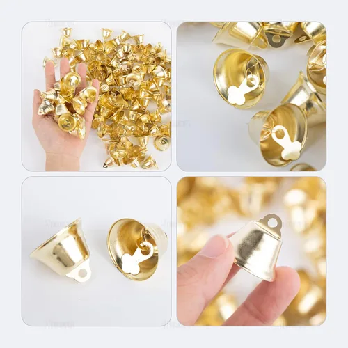 Miniatura 7 de AUEAR, Paquete de 120 mini cascabeles dorados de la Libertad de 1.024 in, adornos decorativos para árbol de Navidad para fiestas, decoración