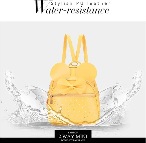 Miniatura 6 de KL928 - Mochila mini con diseño de lunares lindo y moño para niñas convertible a bandolera y bolso para mujeres