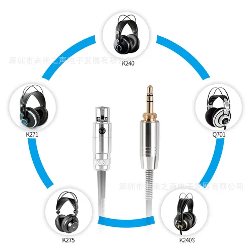 Miniatura 2 de Cable de audio de repuesto para auriculares compatible con K240, K240S, K240MK II Q701 K702 K141 K171 K181 K271s K271 MKII M220 Pioneer HDJ-2000