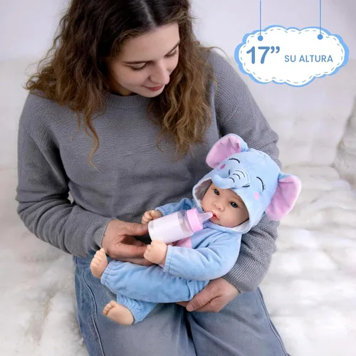 Miniatura 5 de Aori Muñeca de bebé niño de 17 pulgadas, muñecas de bebé de la vida real con kit de alimentación incluido, muñeca de bebé recién nacido que se ve