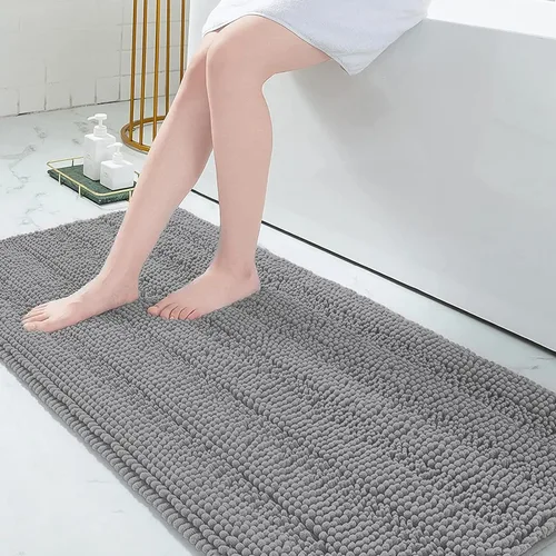 Miniatura 147 de Grandaily Alfombras de baño de felpilla a rayas de 24 x 16 pulgadas, extra gruesas y suaves, absorbentes, parte trasera de goma, alfombra de ducha