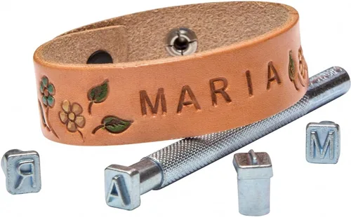 Miniatura 5 de Realeather T8137 Juego de herramientas de sellos de cuero para artesanía de cuero, alfabeto y número, 1/4 ", cromo, 36 cabezas de sello