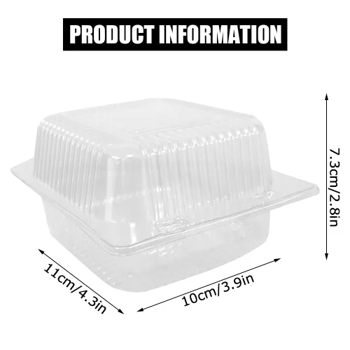 Miniatura 2 de WAQIAGO 150 bandejas de plástico desechables resistentes con bisagras de 5 x 5 pulgadas, recipientes desechables para llevar para ensaladas, frutas