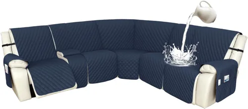 Miniatura 30 de Arfntevss Fundas de sofá modular reclinable, 100% impermeable, en forma de L, para sillón reclinable en forma de L, funda seccional lavable