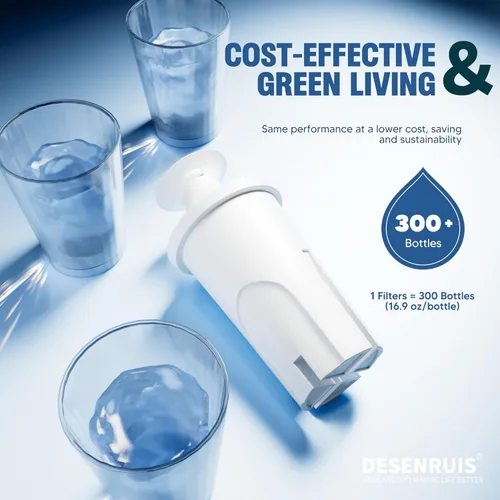 Miniatura 4 de Filtro de agua de repuesto compatible con jarras y dispensadores de agua Brita, de DESENRUIS para Classic 35557, OB03, Mavea 107007, reduce cloro