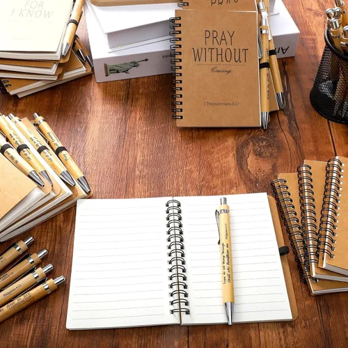 Miniatura 7 de 40 piezas/20 juegos de regalos cristianos, a granel, versículo de la Biblia, cuaderno en espiral y bolígrafo de oración, diario de oración